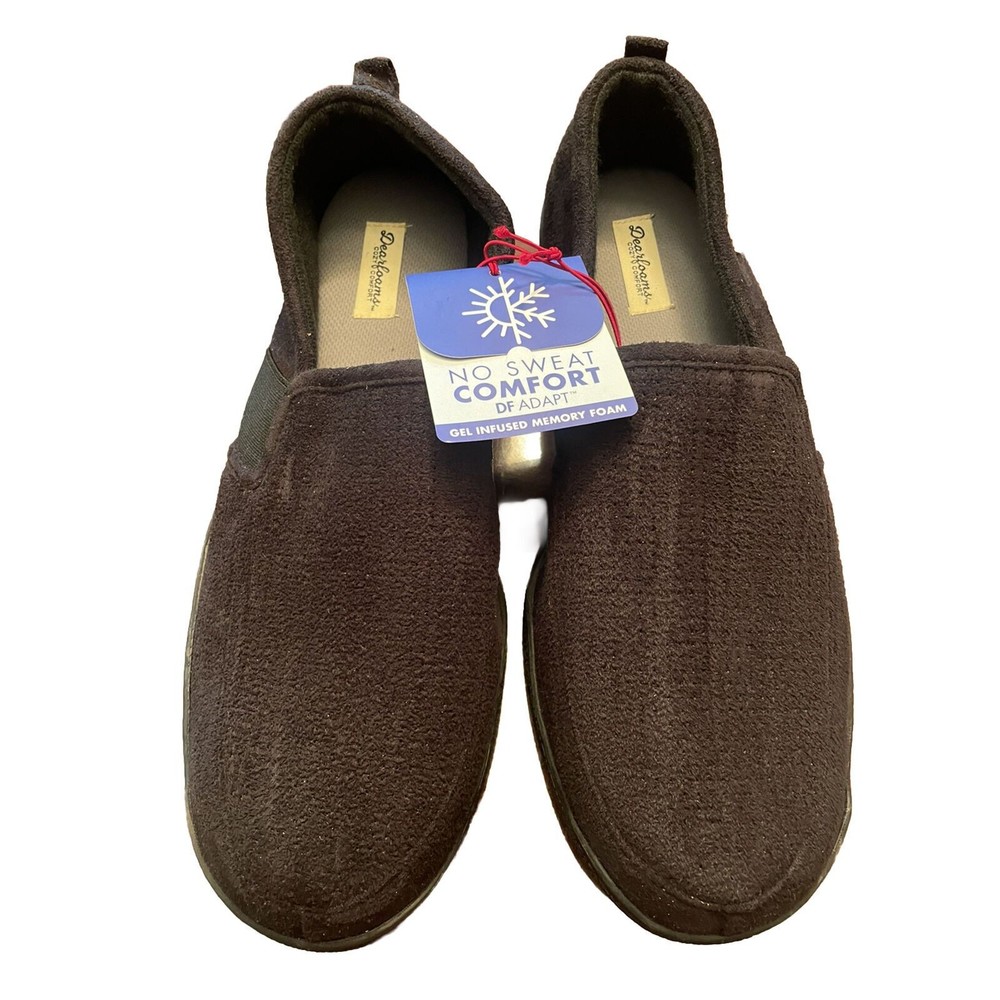 Dearforms Slippers Cozy Comfort Perforated Aline Men’s Faux Suede Black XL 13-14